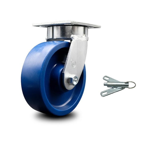 Service Caster 6 Inch Kingpinless Solid Poly Wheel Swivel Caster with Swivel Lock SCC SCC-KP30S620-SPUR-BSL - main